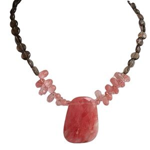 Pink Stone Necklace With 925 Sterling Clasp